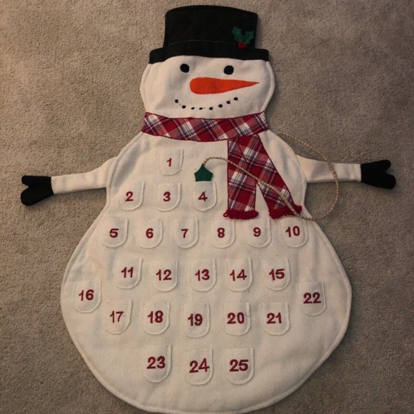 Vintage Advent Calendar Christmas Countdown‎ Snowman Wool Fabric Storehouse - Picture 13 of 13